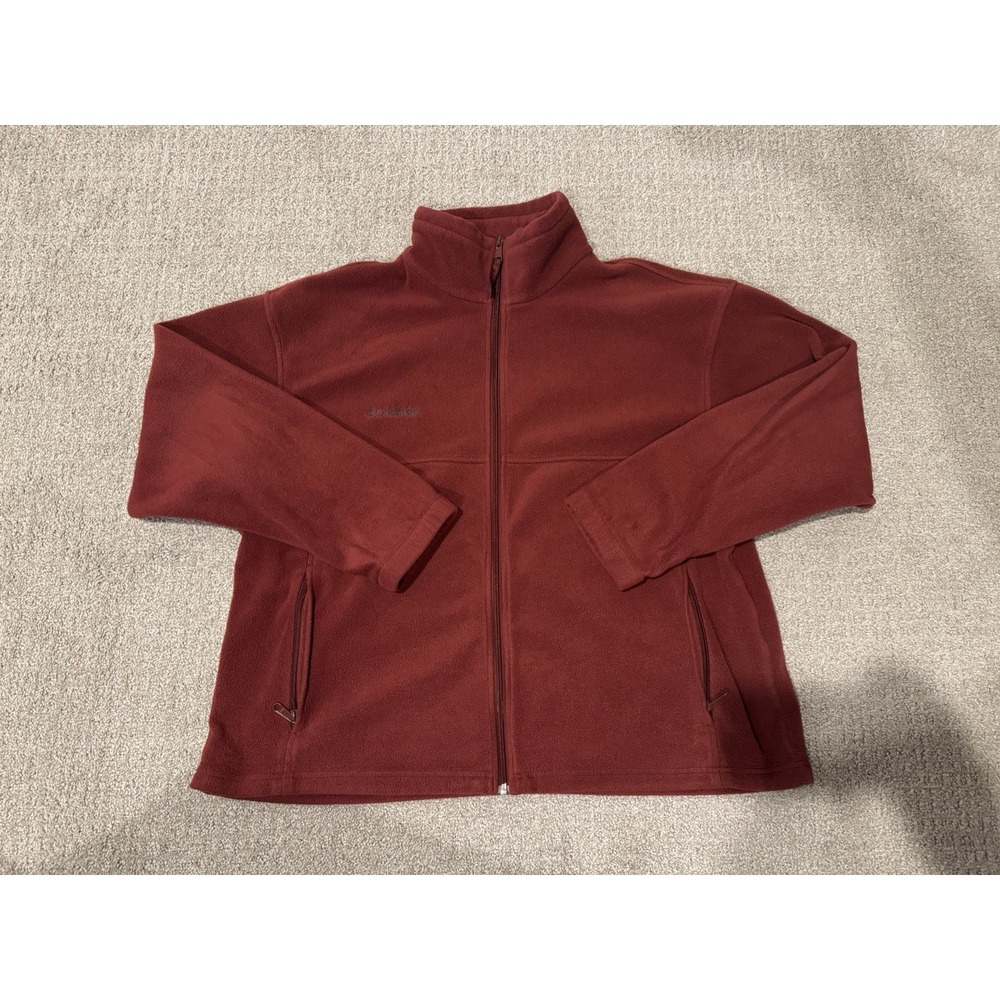 Columbia Sportswear Fleece Jacket Mens XL Red Full Zip Basic Polyester Jacket